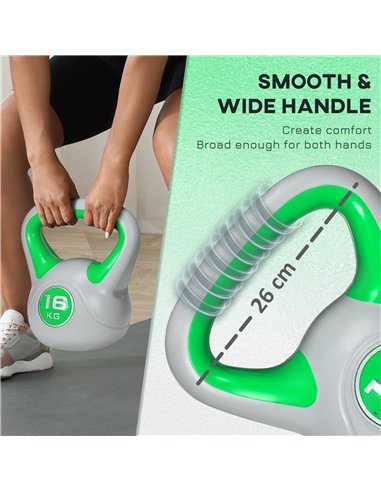 SPORTNOW Kettlebell, 16kg Kettle Bells with Handle for Home Gym Weight Lifting and Strength Training, Green and Grey
