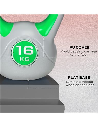 SPORTNOW Kettlebell, 16kg Kettle Bells with Handle for Home Gym Weight Lifting and Strength Training, Green and Grey