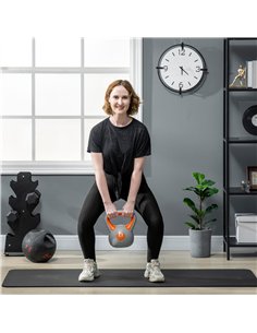 SPORTNOW Kettlebell, 8kg Kettle Bells with Handle for Home Gym Weight Lifting and Strength Training, Orange and Grey 2
