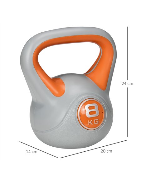 SPORTNOW Kettlebell, 8kg Kettle Bells with Handle for Home Gym Weight Lifting and Strength Training, Orange and Grey - pic 160088 | FastDaddyshop