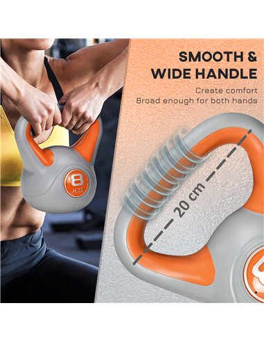 SPORTNOW Kettlebell, 8kg Kettle Bells with Handle for Home Gym Weight Lifting and Strength Training, Orange and Grey