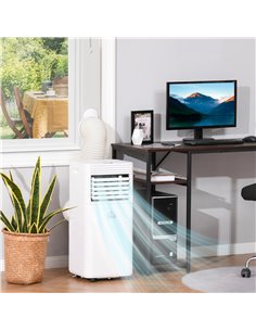 Homcom Mobile Air Conditioner with Fan, Remote, Timer, LED, Auto Shut-Down 1122W, White 2