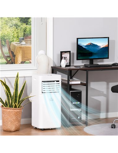 Homcom Mobile Air Conditioner with Fan, Remote, Timer, LED, Auto Shut-Down 1122W, White
