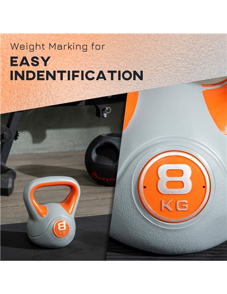 SPORTNOW Kettlebell, 8kg Kettle Bells with Handle for Home Gym Weight Lifting and Strength Training, Orange and Grey - pic 160090 | FastDaddyshop