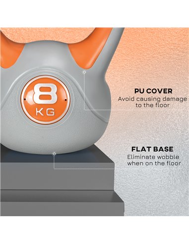 SPORTNOW Kettlebell, 8kg Kettle Bells with Handle for Home Gym Weight Lifting and Strength Training, Orange and Grey