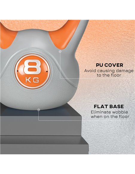 SPORTNOW Kettlebell, 8kg Kettle Bells with Handle for Home Gym Weight Lifting and Strength Training, Orange and Grey - pic 160091 | FastDaddyshop