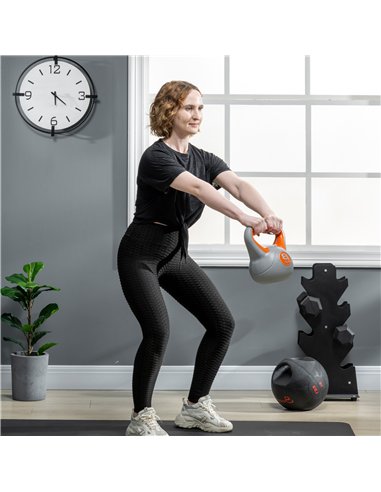 SPORTNOW Kettlebell, 8kg Kettle Bells with Handle for Home Gym Weight Lifting and Strength Training, Orange and Grey