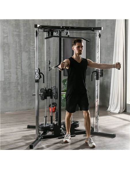SPORTNOW Home Gym Machine, Multifunctional Gym Equipment with High and Low Pulleys, Pull Up Bar, 15-Position Adjustable Strength - pic 160096 | FastDaddyshop