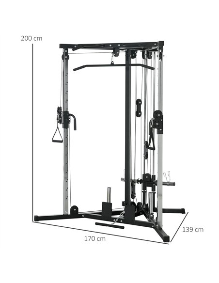 SPORTNOW Home Gym Machine, Multifunctional Gym Equipment with High and Low Pulleys, Pull Up Bar, 15-Position Adjustable Strength - pic 160097 | FastDaddyshop
