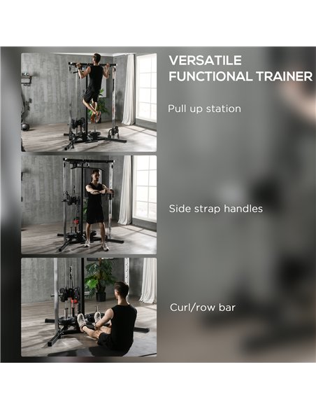 SPORTNOW Home Gym Machine, Multifunctional Gym Equipment with High and Low Pulleys, Pull Up Bar, 15-Position Adjustable Strength - pic 160098 | FastDaddyshop