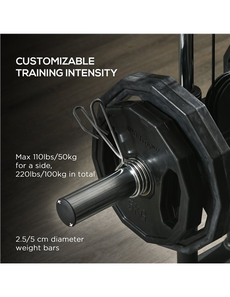 SPORTNOW Home Gym Machine, Multifunctional Gym Equipment with High and Low Pulleys, Pull Up Bar, 15-Position Adjustable Strength - pic 160100 | FastDaddyshop