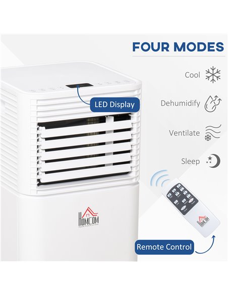 Homcom Mobile Air Conditioner with Fan, Remote, Timer, LED, Auto Shut-Down 1122W, White - pic 16011 | FastDaddyshop
