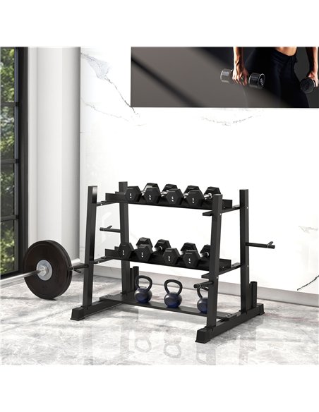SPORTNOW 3-Tier Dumbbell Rack, Versatile Weight Rack with 4 Weight Rods for Dumbbells, Kettlebells and Plates (Rack Only) - pic 160114 | FastDaddyshop