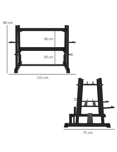 SPORTNOW 3-Tier Dumbbell Rack, Versatile Weight Rack with 4 Weight Rods for Dumbbells, Kettlebells and Plates (Rack Only) - pic 160115 | FastDaddyshop
