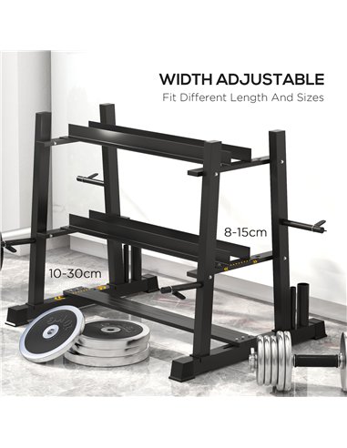 SPORTNOW 3-Tier Dumbbell Rack, Versatile Weight Rack with 4 Weight Rods for Dumbbells, Kettlebells and Plates (Rack Only)