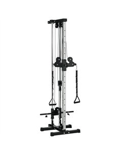 SPORTNOW Wall Mount Cable Machine, 15 Positions Adjustable Cable Crossover Machine Dual Pulley System for Home Gym