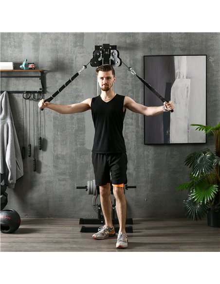 SPORTNOW Wall Mount Cable Machine, 15 Positions Adjustable Cable Crossover Machine Dual Pulley System for Home Gym - pic 160123 | FastDaddyshop