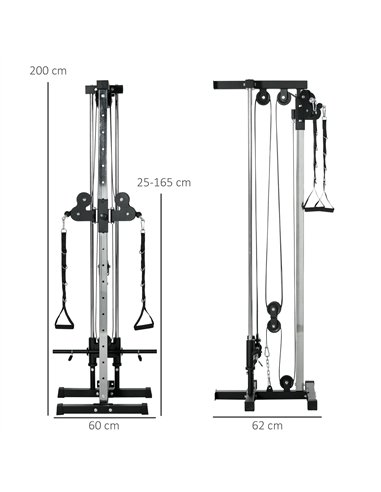 SPORTNOW Wall Mount Cable Machine, 15 Positions Adjustable Cable Crossover Machine Dual Pulley System for Home Gym