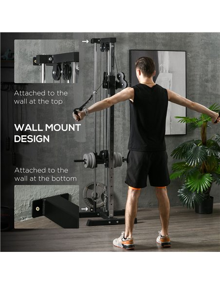 SPORTNOW Wall Mount Cable Machine, 15 Positions Adjustable Cable Crossover Machine Dual Pulley System for Home Gym - pic 160126 | FastDaddyshop