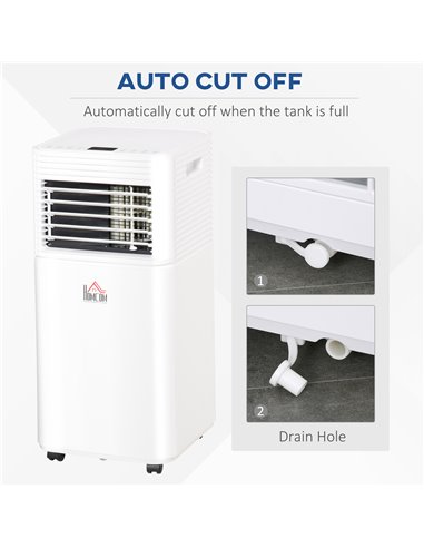 Homcom Mobile Air Conditioner with Fan, Remote, Timer, LED, Auto Shut-Down 1122W, White
