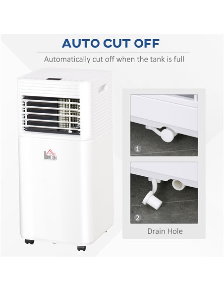 Homcom Mobile Air Conditioner with Fan, Remote, Timer, LED, Auto Shut-Down 1122W, White - pic 16013 | FastDaddyshop