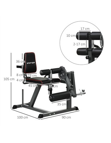 SPORTNOW Seated Leg Extension Machine, Adjustable Leg Raise Machine and Curl Machine with Plate Loaded for Hip, Thigh, Lower Bod