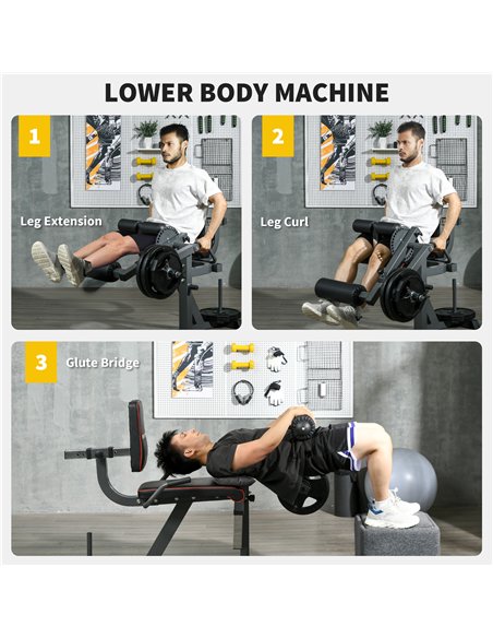 SPORTNOW Seated Leg Extension Machine, Adjustable Leg Raise Machine and Curl Machine with Plate Loaded for Hip, Thigh, Lower Bod - pic 160134 | FastDaddyshop