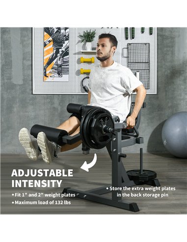 SPORTNOW Seated Leg Extension Machine, Adjustable Leg Raise Machine and Curl Machine with Plate Loaded for Hip, Thigh, Lower Bod