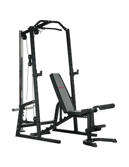 SPORTNOW Smith Machine & Cable Pulley System with Adjustable Weight Bench, Multifunction Home Gym Power Rack with Lat Pull Down  - pic 160140 | FastDaddyshop