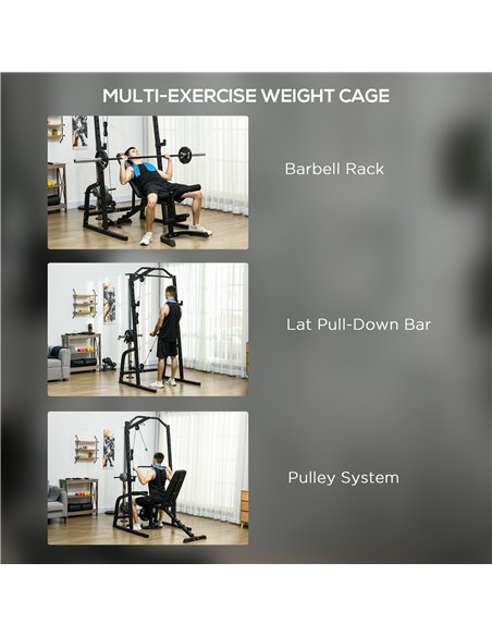 SPORTNOW Smith Machine & Cable Pulley System with Adjustable Weight Bench, Multifunction Home Gym Power Rack with Lat Pull Down  - pic 160143 | FastDaddyshop