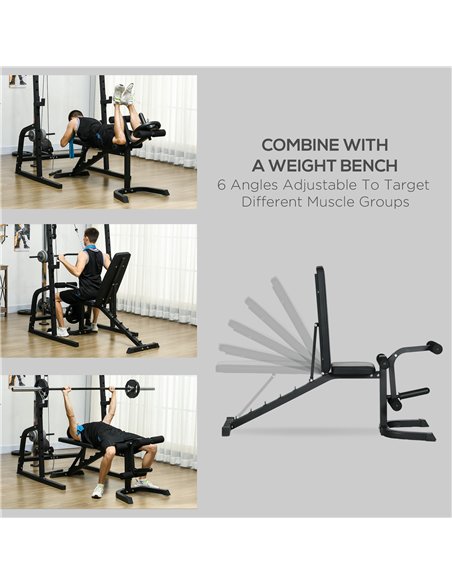 SPORTNOW Smith Machine & Cable Pulley System with Adjustable Weight Bench, Multifunction Home Gym Power Rack with Lat Pull Down  - pic 160144 | FastDaddyshop