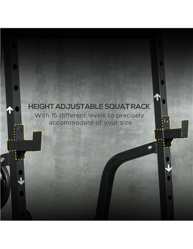 SPORTNOW Smith Machine & Cable Pulley System with Adjustable Weight Bench, Multifunction Home Gym Power Rack with Lat Pull Down 