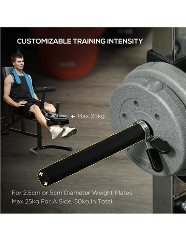 SPORTNOW Smith Machine & Cable Pulley System with Adjustable Weight Bench, Multifunction Home Gym Power Rack with Lat Pull Down 
