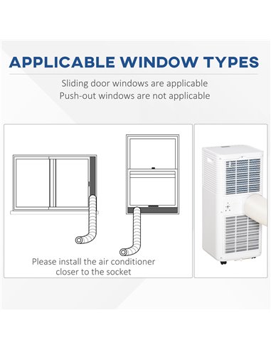 Homcom Mobile Air Conditioner with Fan, Remote, Timer, LED, Auto Shut-Down 1122W, White