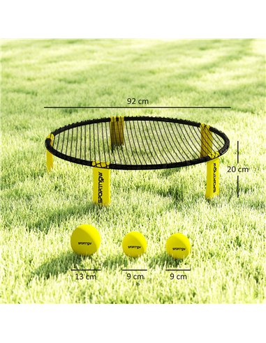 SPORTNOW Spike Ball Set, Mini Beach Games Set with Net, 3 Balls and Ball Pump, Portable with Carrying Bag for Outdoor Team Sport