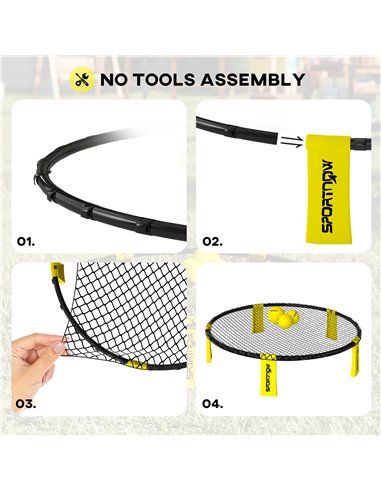 SPORTNOW Spike Ball Set, Mini Beach Games Set with Net, 3 Balls and Ball Pump, Portable with Carrying Bag for Outdoor Team Sport