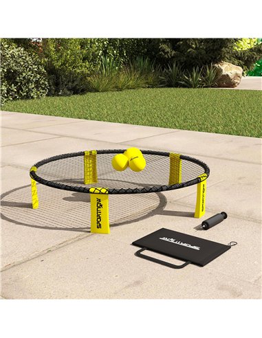 SPORTNOW Spike Ball Set, Mini Beach Games Set with Net, 3 Balls and Ball Pump, Portable with Carrying Bag for Outdoor Team Sport
