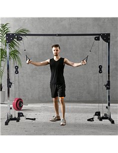 SPORTNOW Multi Home Gyms with Cable Pulley System, Cable Crossover Machine with 4 Handles for Full Body Strength Training, Power 2