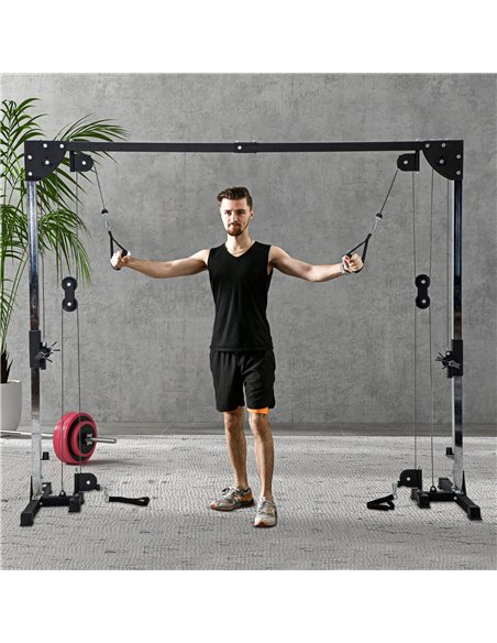 SPORTNOW Multi Home Gyms with Cable Pulley System, Cable Crossover Machine with 4 Handles for Full Body Strength Training, Power - pic 160159 | FastDaddyshop