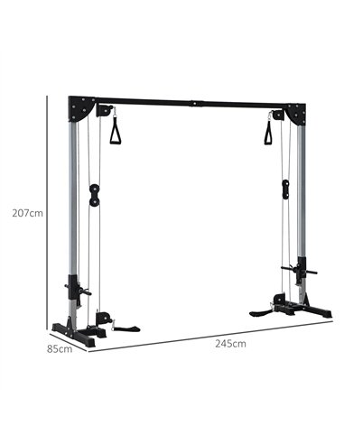 SPORTNOW Multi Home Gyms with Cable Pulley System, Cable Crossover Machine with 4 Handles for Full Body Strength Training, Power