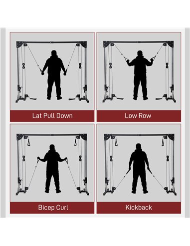 SPORTNOW Multi Home Gyms with Cable Pulley System, Cable Crossover Machine with 4 Handles for Full Body Strength Training, Power