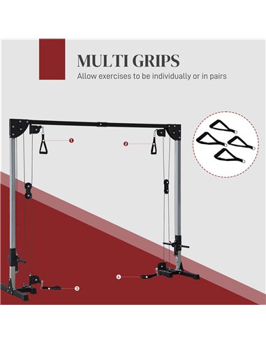 SPORTNOW Multi Home Gyms with Cable Pulley System, Cable Crossover Machine with 4 Handles for Full Body Strength Training, Power