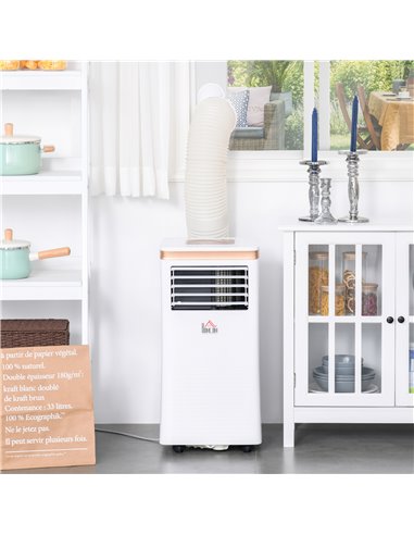 Homcom Mobile Air Conditioner with Fan, Timer, Remote, LED, Auto Shut-Down 1122W, White