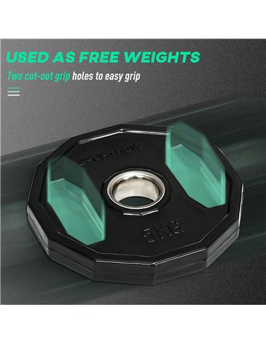 SPORTNOW Olympic Weight Plates Set, Metal and Rubber Bumper Plates Weights Discs with 2"/5cm Holes, for Home Gym Weight Lifting 