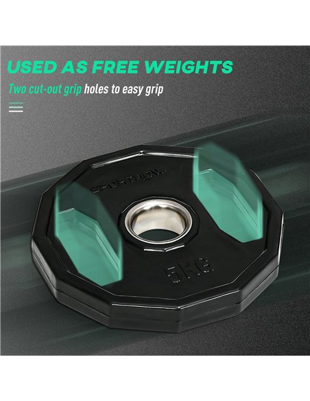 SPORTNOW Olympic Weight Plates Set, Metal and Rubber Bumper Plates Weights Discs with 2"/5cm Holes, for Home Gym Weight Lifting  - pic 160170 | FastDaddyshop