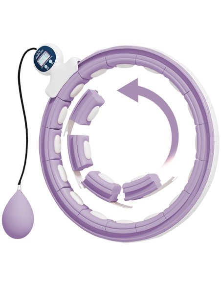 SPORTNOW Smart Weighted Hula Hoop, Massage Hula Ring w/ 16 Detachable Knots, 360° Auto-Rotating Ball, Digital Counter, Purple - pic 160185 | FastDaddyshop