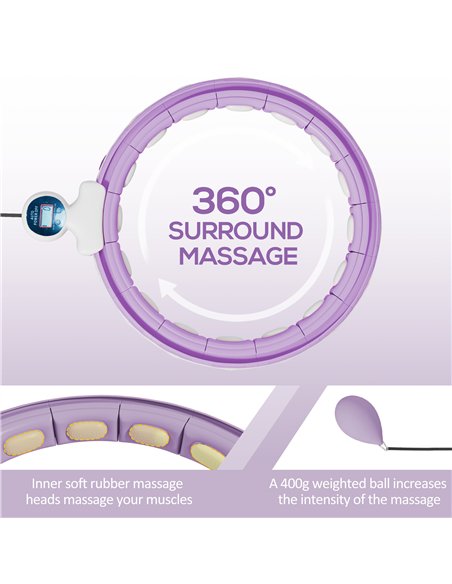SPORTNOW Smart Weighted Hula Hoop, Massage Hula Ring w/ 16 Detachable Knots, 360° Auto-Rotating Ball, Digital Counter, Purple - pic 160188 | FastDaddyshop