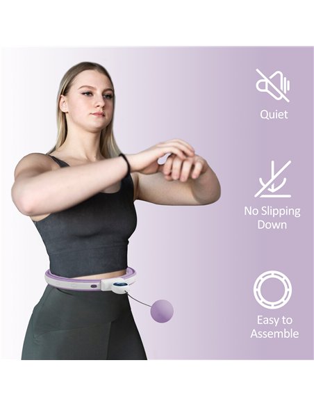 SPORTNOW Smart Weighted Hula Hoop, Massage Hula Ring w/ 16 Detachable Knots, 360° Auto-Rotating Ball, Digital Counter, Purple - pic 160191 | FastDaddyshop