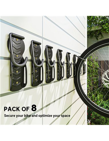 SPORTNOW 8 Pack Bike Rack, Wall Mounted Bicycle Hanger Hook, Foldable Garage Bike Wall Rack, Bicycle Storage Holder for Indoor O