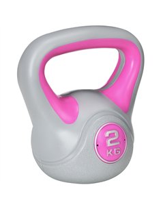 SPORTNOW Kettlebell, 2kg Kettle Bells with Handle for Home Gym Weight Lifting and Strength Training, Pink and Grey